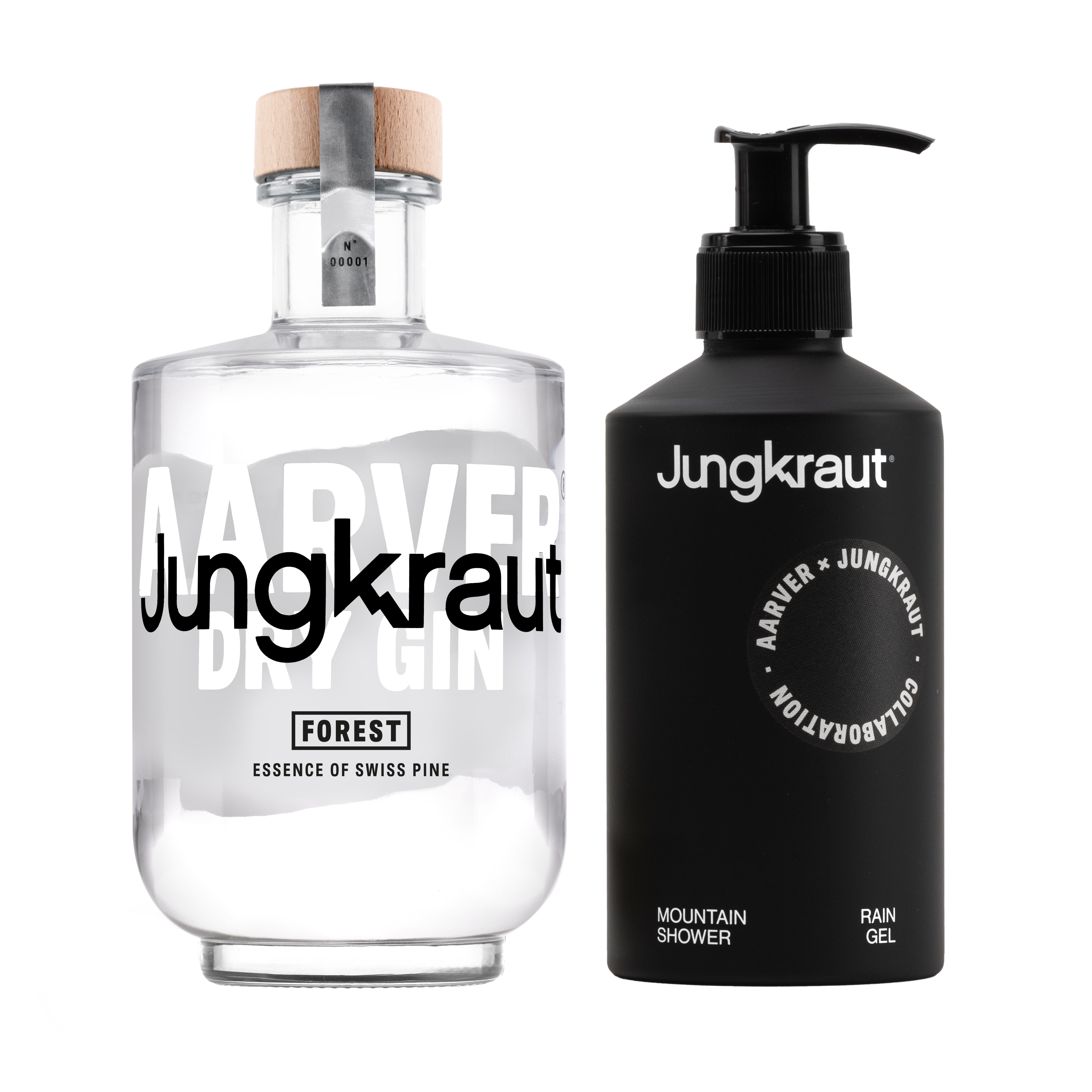 Aarver x Jungkraut – exklusive Box mit Forest Gin und Duschgel, inspiriert von Schweizer Natur und Zirbe